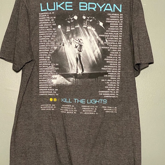 Luke Bryan Kill the Lights 2016-17 Tour Gray Unisex L Short Sleeve Tee Shirt - Picture 9 of 10
